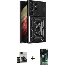 BUTİMAR'S Galaxy S23 Ultra Ahenk Klasik - Siyah 360 Mat Full Body Arka Koruyucu + Gold Pvd Metal Kamera Lens