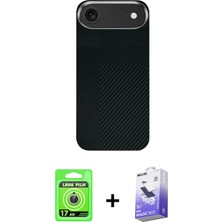 BUTİMAR'S iPhone 17 Air Kozmos Klasik Prime - Siyah Bilvis 5in1 5d Magic Hayalet Cam Ekran Koruyucu + Gümüş Raze Metal Kamera Lens