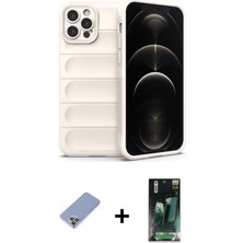 BUTİMAR'S iPhone 12 Pro Atlas Koleksiyonu - Şeffaf 360 Full Body Arka Koruyucu + Koyu Yeşil Metal Kamera Lens Koruma Cam