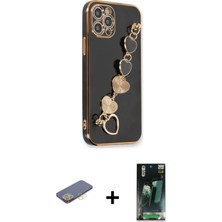 BUTİMAR'S iPhone 12 Pro Nova Işık Prime - Siyah 360 Mat Full Body Arka Koruyucu + Sarı Renkli Kamera Lens Koruma Cam