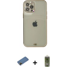 BUTİMAR'S iPhone 12 Pro Max Eksen Minimal Koleksiyonu - Siyah Joko Magic 5d Hayalet Cam + Gold Shine Kamera Lens Koruma Cam