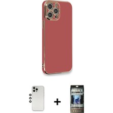BUTİMAR'S iPhone 12 Pro Yankı Serisi - Siyah 34D Hayalet Izgaralı Cam + Gümüş Shine Kamera Lens