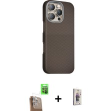 BUTİMAR'S iPhone 16 Pro Max Kozmos Klasik Prime - Siyah Bilvis 3D Cam Ekran Koruyucu + Çöl Titanyum Raze Metal Kamera Lens