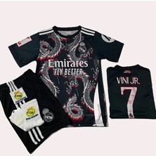 R.madridd 2024/25 Yeni Sezon Vini Jr Konsept Çocuk Forması 4'lü Set (Armalı-Red-Black)