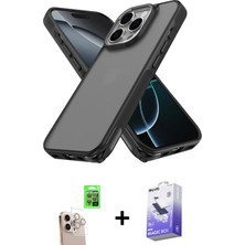 BUTİMAR'S iPhone 16 Pro Max Atlas Form - Siyah Bilvis 5in1 5d Magic Hayalet Cam Ekran Koruyucu + Natural Grey Raze Metal Kamera Lens