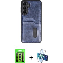 BUTİMAR'S Galaxy A15 4g Yörünge Işık Serisi - Siyah 3D Antistatik Seramik Nano Ekran Koruyucu + Gümüş Raze Metal Kamera Lens