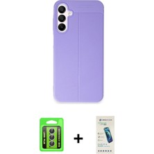 BUTİMAR'S Galaxy A15 4g Doruk Klasik Özel Seri - Şeffaf Pasifik Cam Ekran Koruyucu + Gümüş Raze Metal Kamera Lens