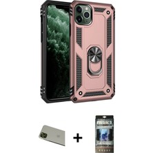 BUTİMAR'S iPhone 11 Pro Max Ahenk Klasik Koleksiyonu - Siyah 34D Hayalet Izgaralı Cam + Yeşil Rainbow Kamera Lens Koruma Cam