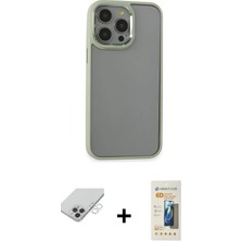 BUTİMAR'S iPhone 14 Pro Max Nova Işık Serisi - Siyah 6d Mat Seramik Hayalet Nano Ekran Koruyucu + Gümüş Band Metal Kamera Lens