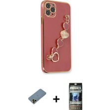 BUTİMAR'S iPhone 11 Pro Nova Işık Prime - Siyah 34D Hayalet Izgaralı Cam + Gold Shine Kamera Lens Koruma Cam