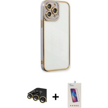 BUTİMAR'S iPhone 13 Pro Max Çekirdek Klasik Serisi - Siyah Joko 5d Cam + Gold Raze Metal Kamera Lens