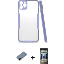 BUTİMAR'S iPhone 11 Pro Max Atlas Asil Serisi - Siyah 34D Hayalet Izgaralı Cam + Açık Yeşil Metal Kamera Lens Koruma Cam