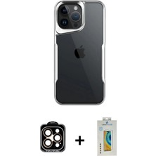 BUTİMAR'S iPhone 14 Pro Max Akış Çizgi Koleksiyonu - Siyah Polymer Nano Ekran Koruyucu + Turuncu Pvd Metal Kamera Lens