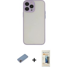 BUTİMAR'S iPhone 13 Pro Max Ahenk Çizgi Serisi - Siyah 6d Mat Seramik Hayalet Nano Ekran Koruyucu + Pembe Shine Kamera Lens Koruma Cam