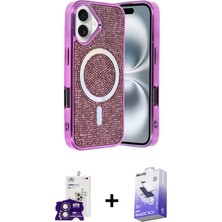 BUTİMAR'S iPhone 16 Eksen Çizgi - Siyah Bilvis 5in1 5d Magic Hayalet Cam Ekran Koruyucu + Pembe Bilvis Titan Kamera Lens