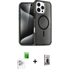 BUTİMAR'S iPhone 16 Pro Nova Asil Prime - Siyah Bilvis Hayalet Cam Ekran Koruyucu + Beyaz Raze Metal Kamera Lens