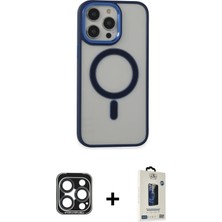 BUTİMAR'S iPhone 15 Pro Max Yankı Işık Özel Seri - Siyah Bilvis Hayalet Cam Ekran Koruyucu + Lacivert Pvd Metal Kamera Lens