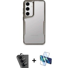 BUTİMAR'S Galaxy A24 4g Akış Çizgi Koleksiyonu - Siyah 3D Antistatik Cam Ekran Koruyucu + Siyah Valdez Metal Kamera Lens