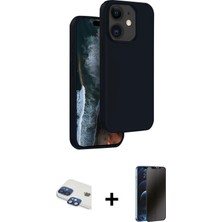 BUTİMAR'S iPhone 11 Kıvılcım Çizgi Serisi - Siyah 3D Antistatik Hayalet Cam Ekran Koruyucu + Lacivert Pers Alüminyum Kamera Lens