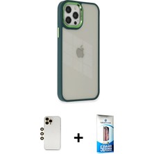 BUTİMAR'S iPhone 12 Pro Max Eksen Doku Prime - Siyah 5d Eko Cam Ekran Koruyucu + Gold Shine Kamera Lens