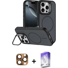 BUTİMAR'S iPhone 16 Pro Max Çekirdek Klasik - Siyah Bilvis 5in1 3D Magic Cam Ekran Koruyucu + Çöl Titanyum Pers Alüminyum Kamera Lens