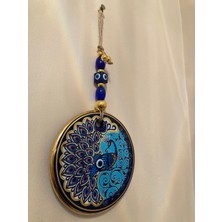 Plus Home Nazarlık Altın Yaldız El Işçiliği Cam Tavus Kuşu Model Çapı 14 cm Büyükboy