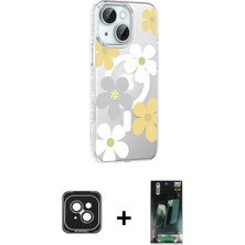 BUTİMAR'S iPhone 15 Yörünge Işık Prime - Şeffaf 360 Full Body Arka Koruyucu + Yeşil Pvd Metal Kamera Lens