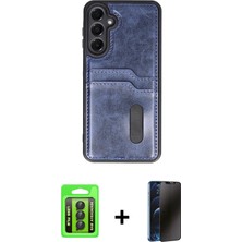 BUTİMAR'S Galaxy A15 4g Yörünge Işık Serisi - Siyah 3D Antistatik Hayalet Cam Ekran Koruyucu + Siyah Raze Metal Kamera Lens