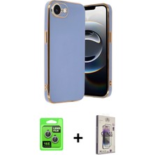 BUTİMAR'S iPhone 16E Yankı Serisi - Siyah Bilvis 3D Cam Ekran Koruyucu + Gümüş Raze Metal Kamera Lens