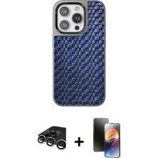 BUTİMAR'S iPhone 15 Pro Max Siluet Form Serisi - Siyah 3D Antistatik Mat Seramik Nano Ekran Koruyucu + Gümüş Raze Metal Kamera Lens
