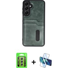 BUTİMAR'S Galaxy A15 4g Yörünge Işık Serisi - Siyah 3D Antistatik Seramik Nano Ekran Koruyucu + Gümüş Raze Metal Kamera Lens