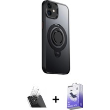 BUTİMAR'S iPhone 12 Zirve Çizgi Prime - Siyah Bilvis 5in1 5d Magic Hayalet Cam Ekran Koruyucu + Şeffaf Kamera Lens Koruma Cam