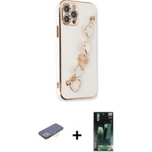 BUTİMAR'S iPhone 12 Pro Nova Işık Prime - Siyah 360 Mat Full Body Arka Koruyucu + Sarı Renkli Kamera Lens Koruma Cam