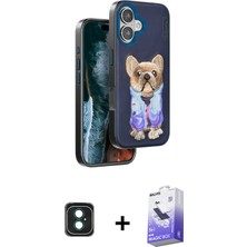 BUTİMAR'S iPhone 16 Iz Minimal Koleksiyonu - Siyah Bilvis 5in1 5d Magic Hayalet Cam Ekran Koruyucu + Yeşil Pvd Metal Kamera Lens