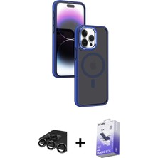 BUTİMAR'S iPhone 15 Pro Max Yörünge Klasik - Siyah Bilvis 5in1 5d Magic Hayalet Cam Ekran Koruyucu + Titanyum Gri Raze Metal Kamera Lens