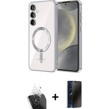 BUTİMAR'S Galaxy A55 5g Nova Işık Özel Seri - Siyah 3D Antistatik Hayalet Cam Ekran Koruyucu + Şeffaf Kamera Lens Koruma Cam
