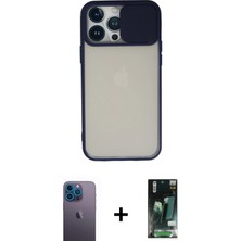 BUTİMAR'S iPhone 13 Pro Max Vadi Çizgi - Şeffaf 360 Full Body Arka Koruyucu + Mavi Neon Fosforlu Kamera Lens