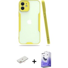 BUTİMAR'S iPhone 12 Atlas Asil Serisi - Siyah Bilvis 5in1 5d Magic Hayalet Cam Ekran Koruyucu + Yeşil Renkli Kamera Lens Koruma Cam