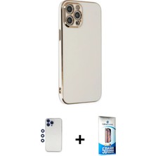 BUTİMAR'S iPhone 12 Pro Max Yankı Serisi - Siyah 5d Eko Cam Ekran Koruyucu + Lacivert Shine Kamera Lens