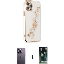 BUTİMAR'S iPhone 12 Pro Nova Işık Prime - Şeffaf 360 Full Body Arka Koruyucu + Beyaz Neon Fosforlu Kamera Lens
