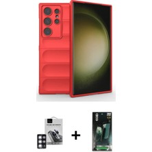 BUTİMAR'S Galaxy S24 Ultra Atlas Koleksiyonu - Şeffaf 360 Full Body Arka Koruyucu + Pembe Pvd Metal Kamera Lens