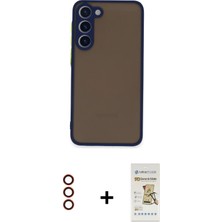 BUTİMAR'S Galaxy S23 Ahenk Çizgi Serisi - Siyah Mat Seramik Nano Ekran Koruyucu + Kırmızı Metal Kamera Lens