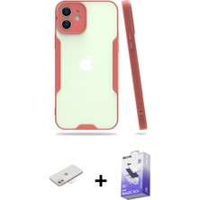 BUTİMAR'S iPhone 12 Atlas Asil Serisi - Siyah Bilvis 5in1 5d Magic Hayalet Cam Ekran Koruyucu + Yeşil Renkli Kamera Lens Koruma Cam