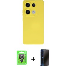 BUTİMAR'S Redmi Note 13 Pro 4g Ahenk Serisi - Siyah 3D Antistatik Hayalet Cam Ekran Koruyucu + Gümüş Raze Metal Kamera Lens