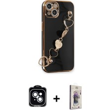 BUTİMAR'S iPhone 14 Nova Işık Prime - Siyah Bilvis 3D Cam Ekran Koruyucu + Mavi Pvd Metal Kamera Lens