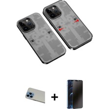 BUTİMAR'S iPhone 13 Pro Max Ufuk Doku Prime - Siyah 3D Antistatik Hayalet Cam Ekran Koruyucu + Mavi Rainbow Kamera Lens Koruma Cam