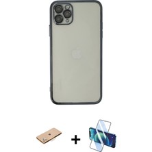 BUTİMAR'S iPhone 11 Pro Max Vadi Minimal - Siyah 3D Antistatik Seramik Nano Ekran Koruyucu + Turuncu Renkli Kamera Lens Koruma Cam