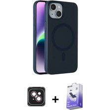 BUTİMAR'S iPhone 14 Çekirdek Modern Prime - Siyah Bilvis 5in1 5d Magic Hayalet Cam Ekran Koruyucu + Pembe Pvd Metal Kamera Lens