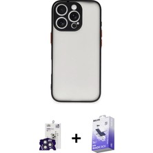 BUTİMAR'S iPhone 16 Pro Max Ahenk Çizgi Serisi - Siyah Bilvis 5in1 5d Magic Hayalet Cam Ekran Koruyucu + Titanyum Gri Bilvis Titan Kamera Lens