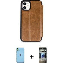 BUTİMAR'S iPhone 11 Zirve Yansıma Serisi - Siyah 34D Hayalet Izgaralı Cam + Yeşil Neon Fosforlu Kamera Lens